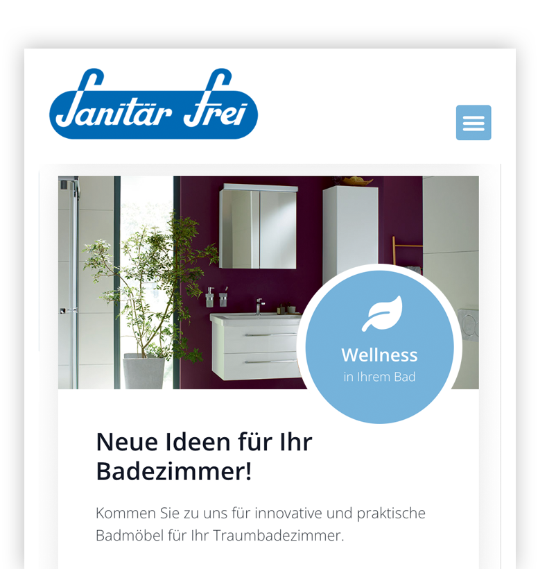 Modernes Bad mit weißen Schränken, Spiegel und Pflanze von "Sanitär Frei.