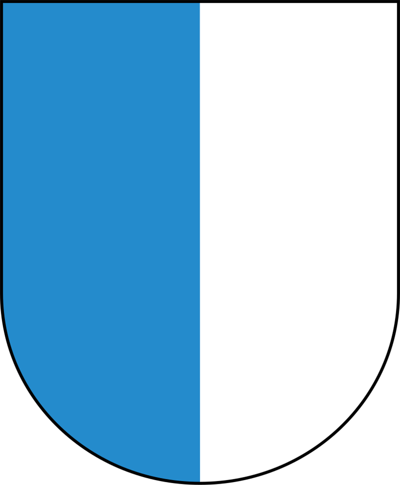 Schildförmiges Wappen, linke Hälfte blau, rechte Hälfte weiss, inspiriert von Nottwil.