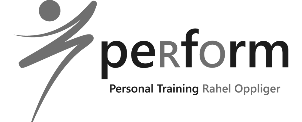 Logo für "perform Personal Training Rahel Oppiger" mit stilisierter Figur in Bewegung.