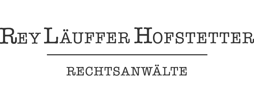 Logo mit "Rey Läuffer Hofstetter" und "Rechtsanwälte" unter einer Linie.
